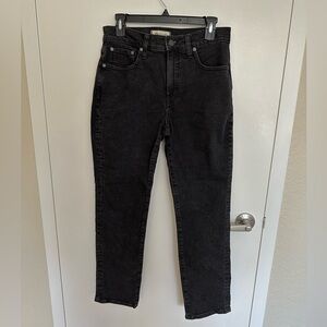 Madewell Perfect Vintage Black Jeans with Tan Patch